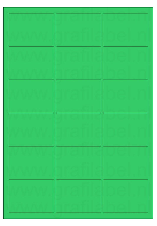 Groen A4 etiket / Laservel 63,5x46,6mm - 18 per vel permanent (doos à 200 vel)