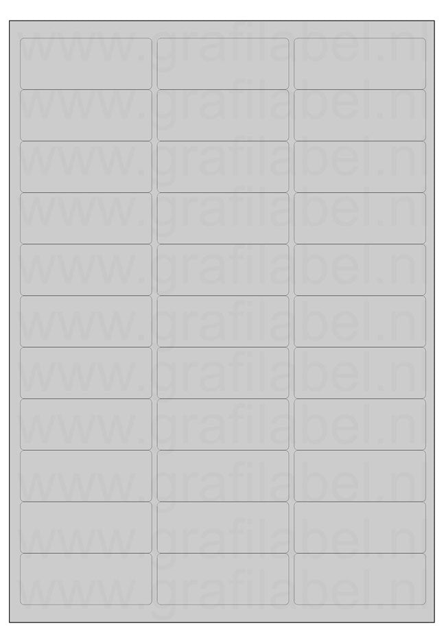 Polyester A4 etiket / Laservel Aluminium zilver mat - 65x25,4mm - 33 per vel - permanent (doos à 200 vel)