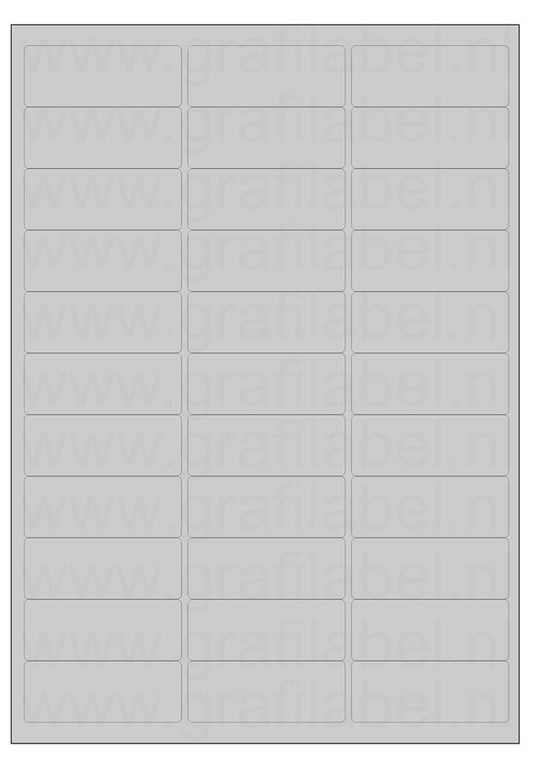Polyester A4 etiket / Laservel Aluminium zilver mat - 65x25,4mm - 33 per vel - permanent (doos à 200 vel)