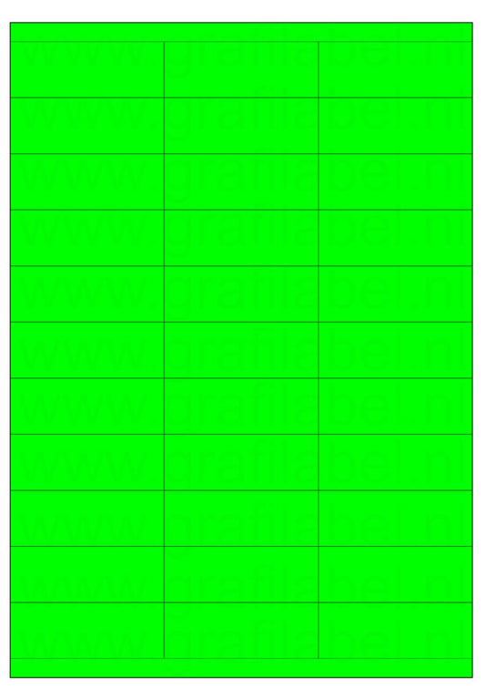 Fluor groen A4 etiket / Laservel 70x25,4mm - 33 per vel permanent (doos à 200 vel)