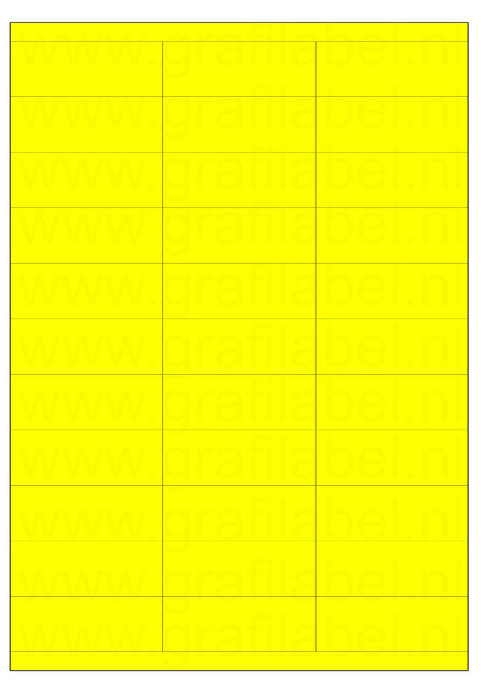 Fluor geel A4 etiket / Laservel 70x25,4mm - 33 per vel permanent (doos à 200 vel)