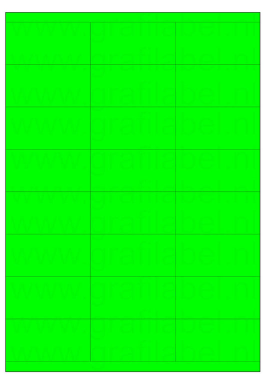Fluor groen A4 etiket / Laservel 70x35mm - 24 per vel permanent (doos à 200 vel)