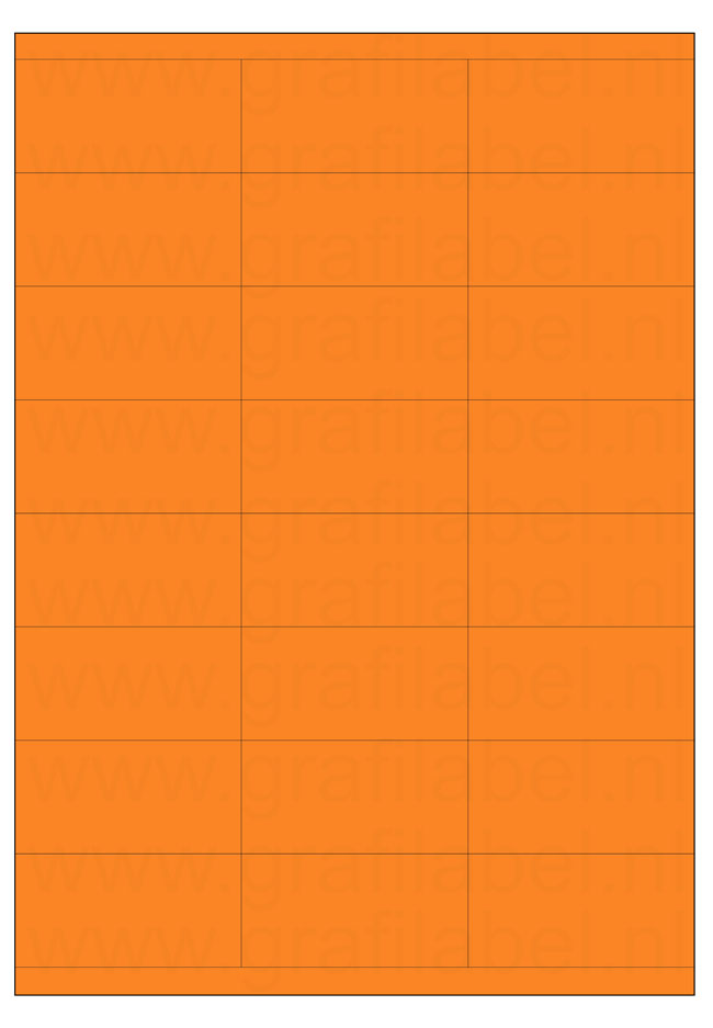 Oranje A4 etiket / Laservel -- 70x35mm -- 24 per vel permanent (doos à 200 vel)