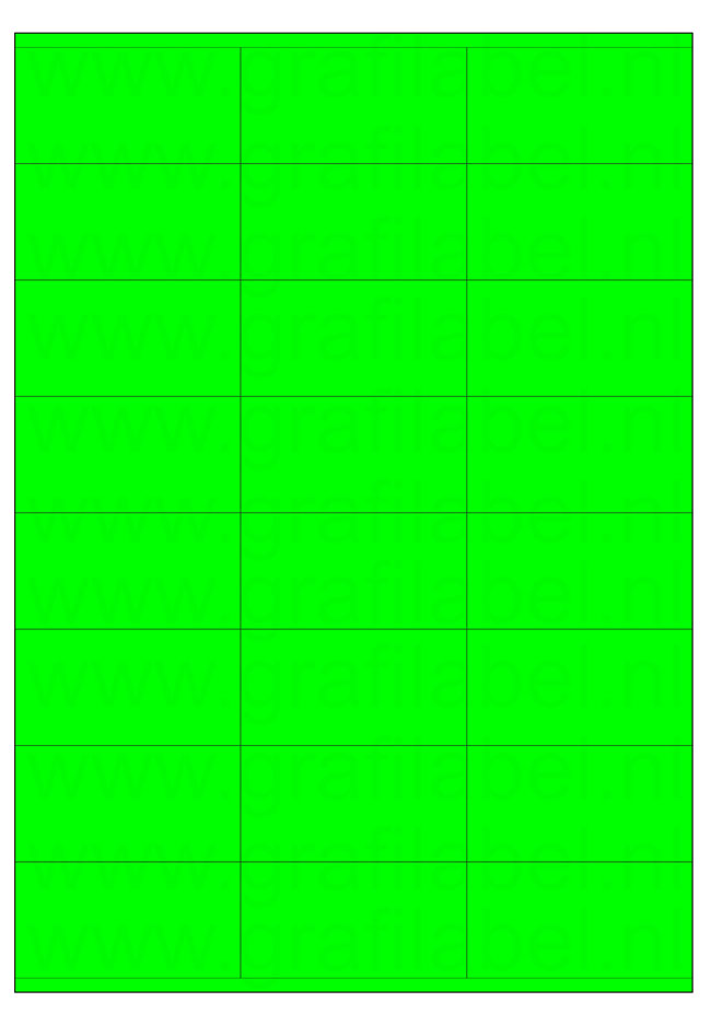 Fluor groen A4 etiket / Laservel 70x36mm - 24 per vel permanent (doos à 200 vel)