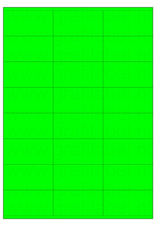 Fluor groen A4 etiket / Laservel 70x36mm - 24 per vel permanent (doos à 200 vel)