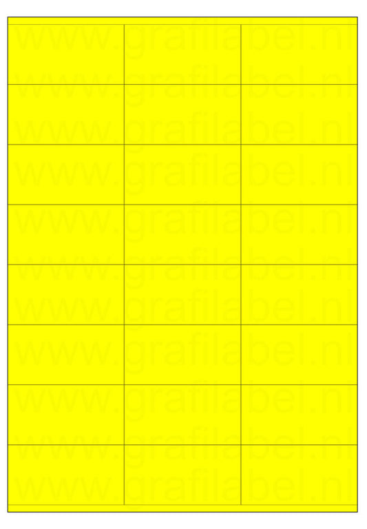 Fluor geel A4 etiket / Laservel 70x36mm - 24 per vel permanent (doos à 200 vel)
