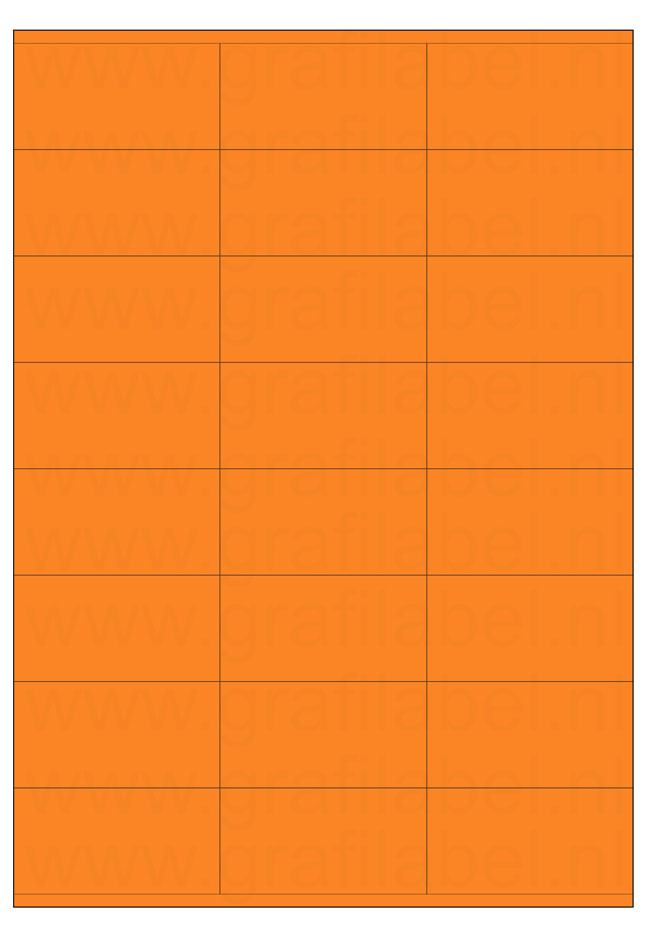 Oranje A4 etiket / Laservel -- 70x36mm -- 24 per vel permanent (doos à 200 vel)
