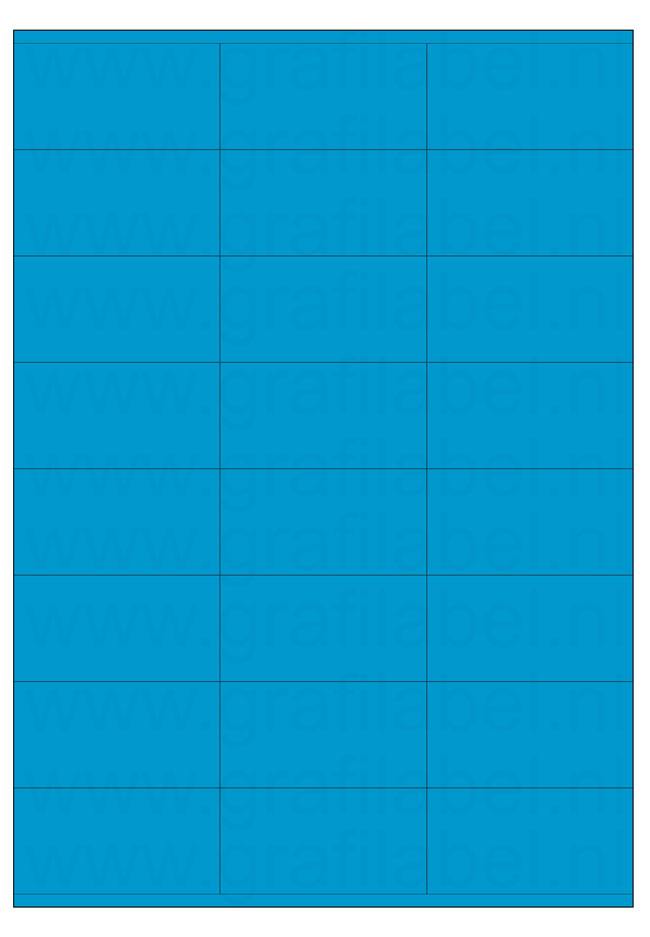 Blauw A4 etiket / Laservel -- 70x36mm -- 24 per vel permanent (doos à 200 vel)