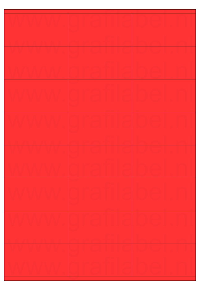 Rood A4 etiket / Laservel -- 70x36mm -- 24 per vel permanent (doos à 200 vel)