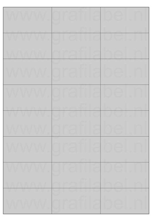 Polyester A4 etiket / Laservel Aluminium zilver mat - 70x37,1mm - 24 per vel - permanent (doos à 200 vel)