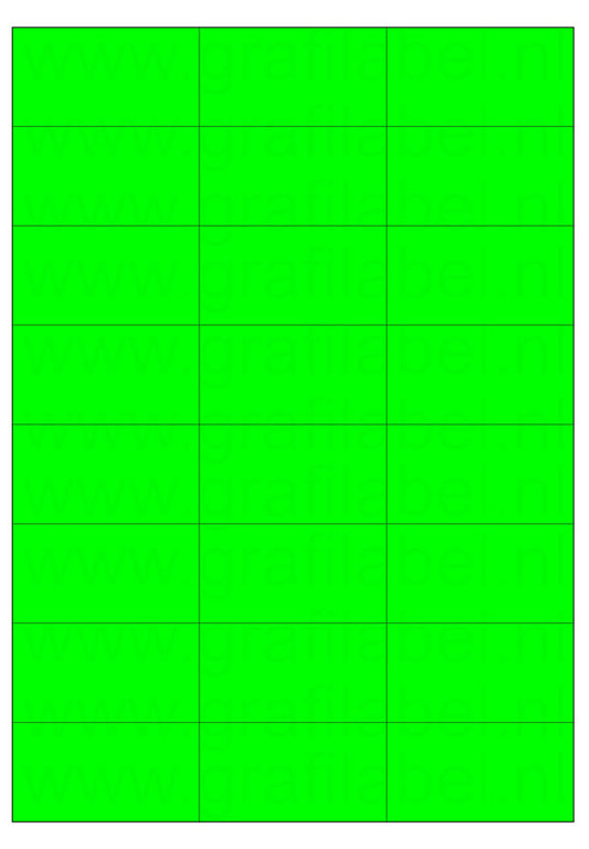 Fluor groen A4 etiket / Laservel 70x37,1mm - 24 per vel permanent (doos à 200 vel)