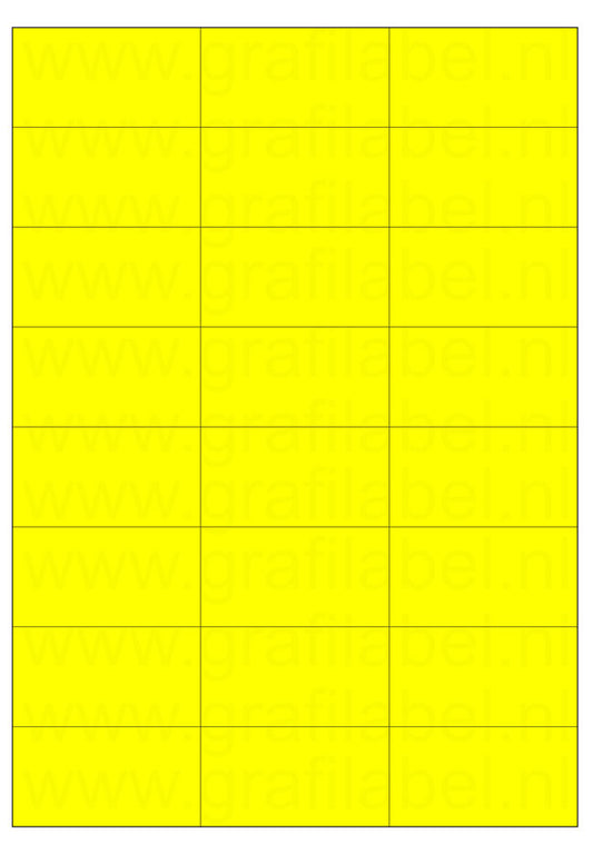 Fluor geel A4 etiket / Laservel 70x37,1mm - 24 per vel permanent (doos à 200 vel)