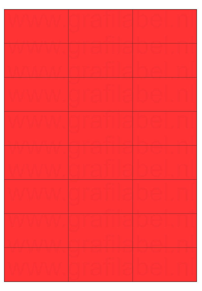 Rood A4 etiket / Laservel 70x37,1mm - 24 per vel permanent (doos à 200 vel)