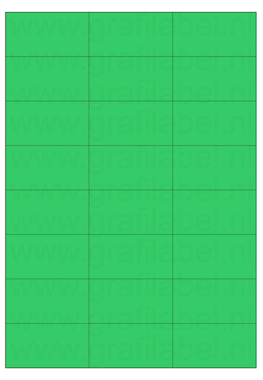Groen A4 etiket / Laservel 70x37,1mm - 24 per vel permanent (doos à 200 vel)