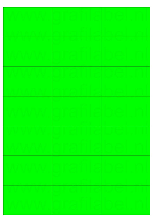 Fluor groen A4 etiket / Laservel 70x42,4mm - 21 per vel permanent (doos à 200 vel)
