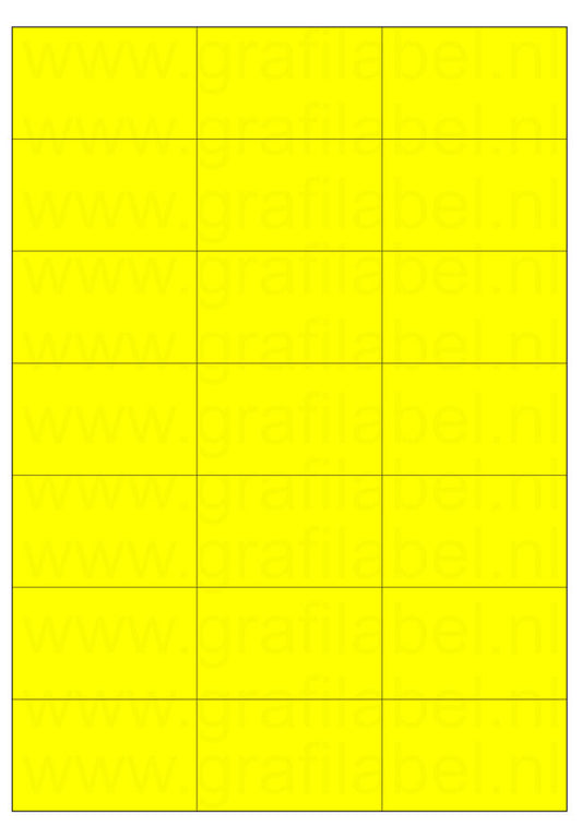 Fluor geel A4 etiket / Laservel 70x42,4mm - 21 per vel permanent (doos à 200 vel)