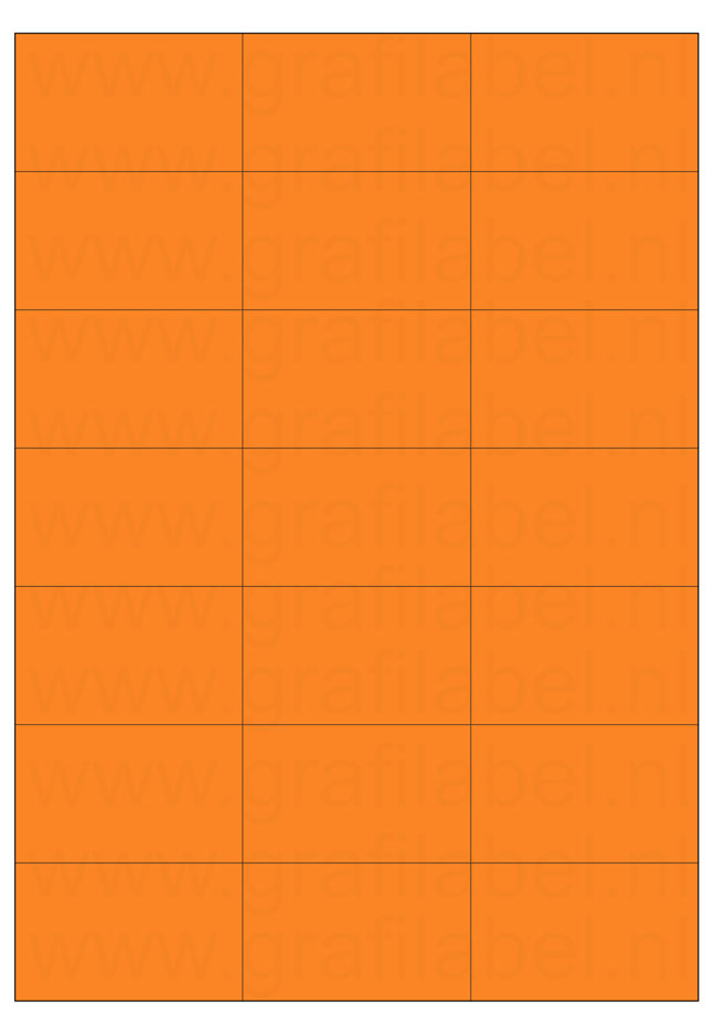 Oranje A4 etiket / Laservel 70x42,4mm - 21 per vel permanent (doos à 200 vel)
