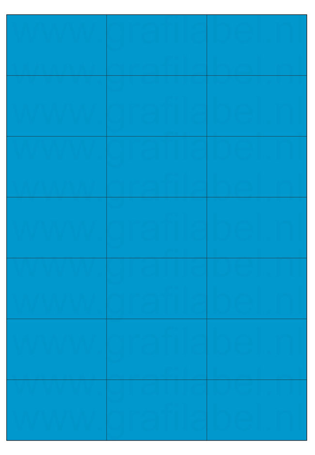 Blauw A4 etiket / Laservel 70x42,4mm - 21 per vel permanent (doos à 200 vel)