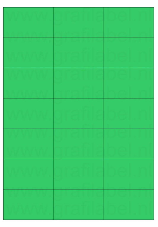 Groen A4 etiket / Laservel 70x42,4mm - 21 per vel permanent (doos à 200 vel)