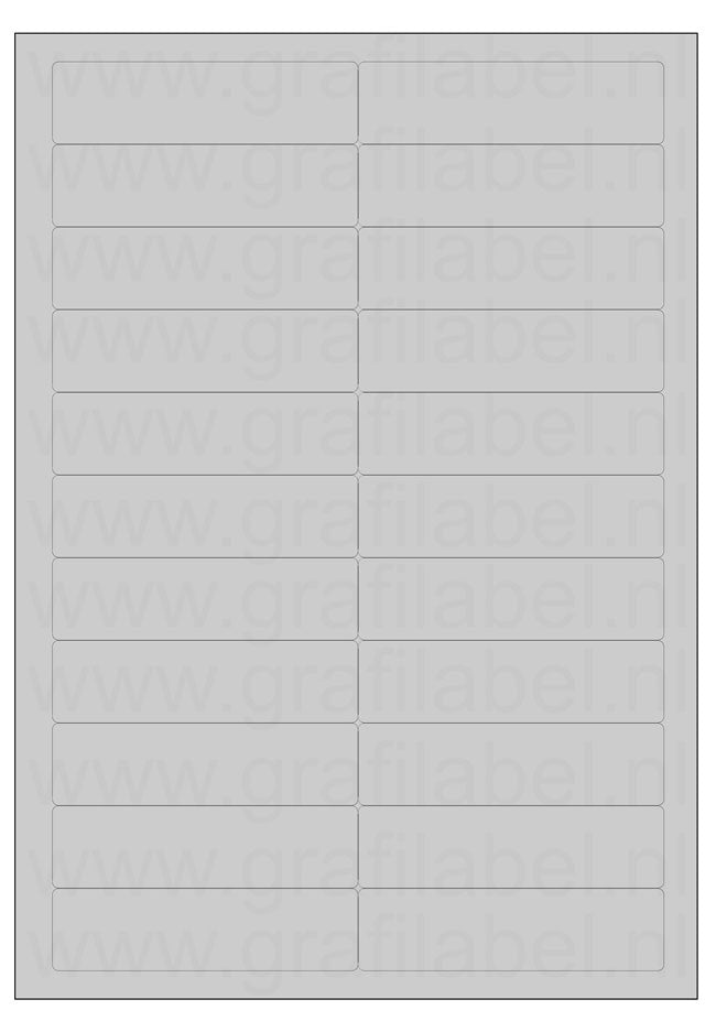 Polyester A4 etiket / Laservel Aluminium zilver mat - 94x25,4mm - 22 per vel - permanent (doos à 200 vel)