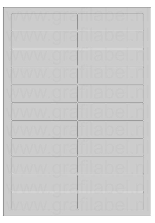 Polyester A4 etiket / Laservel Aluminium zilver mat - 94x25,4mm - 22 per vel - permanent (doos à 200 vel)