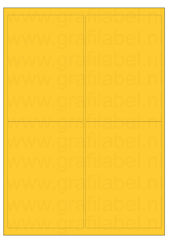 Geel A4 etiket / Laservel 99,1x139mm - 4 per vel permanent (doos à 200 vel)
