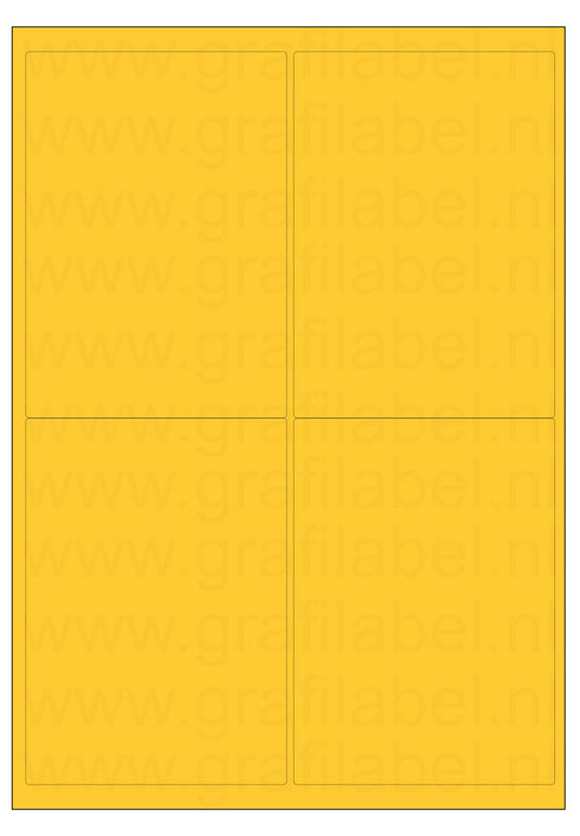 Geel A4 etiket / Laservel 99,1x139mm - 4 per vel permanent (doos à 200 vel)