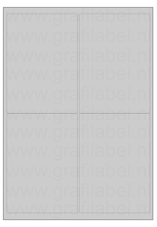 Polyester A4 etiket / Laservel Aluminium zilver mat - 99,1x139mm - 4 per vel - permanent (doos à 200 vel)