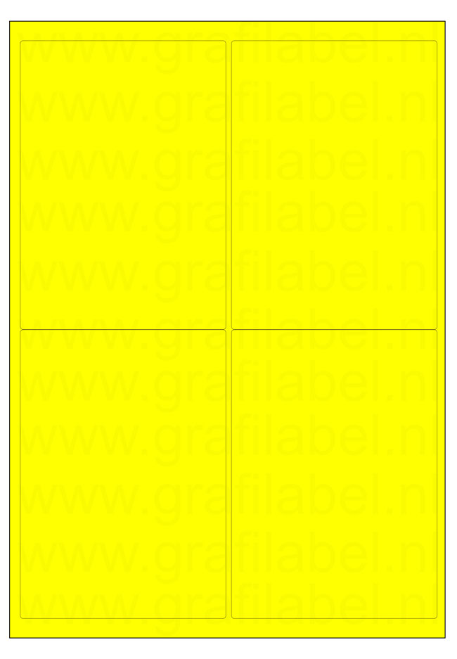 Fluor geel A4 etiket / Laservel 99,1x139mm - 4 per vel permanent (doos à 200 vel)