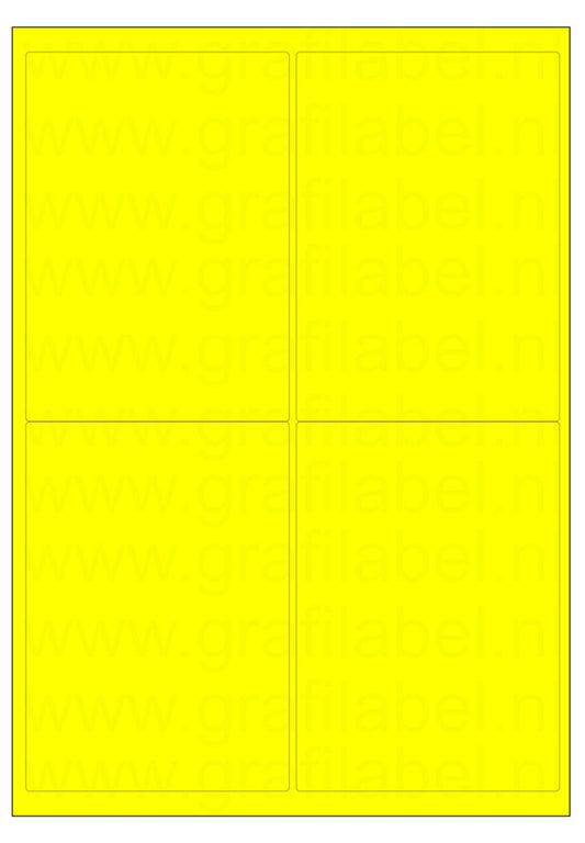 Fluor geel A4 etiket / Laservel 99,1x139mm - 4 per vel permanent (doos à 200 vel)