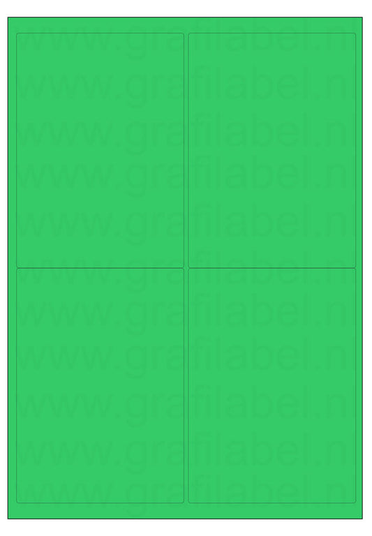 Groen A4 etiket / Laservel 99,1x139mm - 4 per vel permanent (doos à 200 vel)