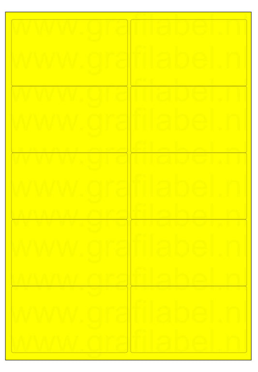 Fluor geel A4 etiket / Laservel 99,1x56,8mm - 10 per vel permanent (doos à 200 vel)