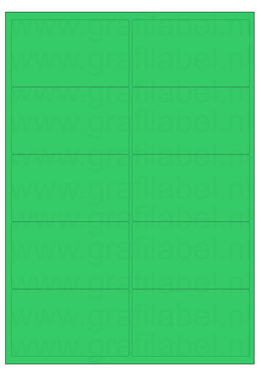 Groen A4 etiket / Laservel 99,1x56,8mm - 10 per vel permanent (doos à 200 vel)