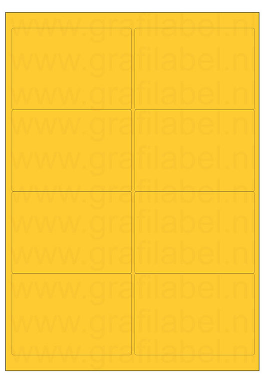 Geel A4 etiket / Laservel 99,1x67,7mm - 8 per vel permanent (doos à 200 vel)