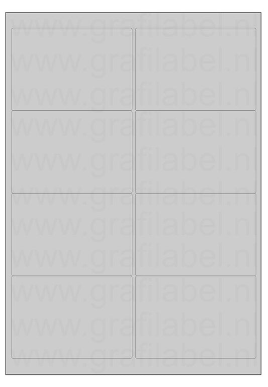 Polyester A4 etiket / Laservel Aluminium zilver mat - 99,1x67,7mm - 8 per vel - permanent (doos à 200 vel)