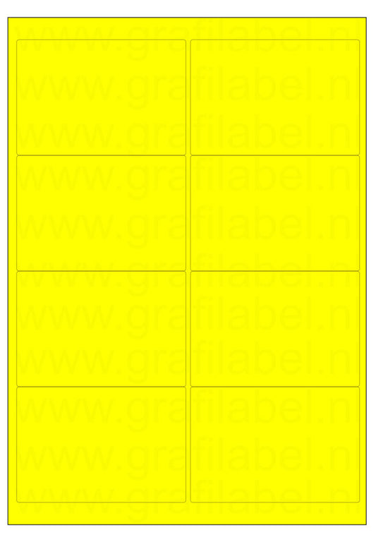 Fluor geel A4 etiket / Laservel 99,1x67,7mm - 8 per vel permanent (doos à 200 vel)
