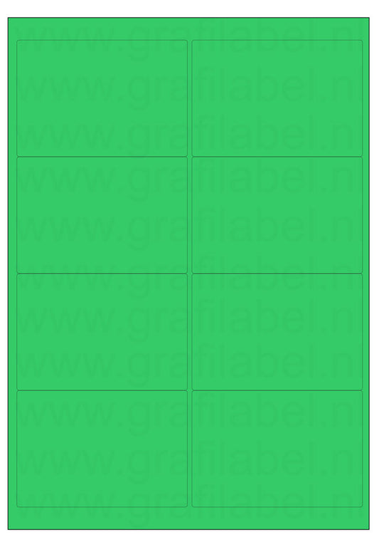 Groen A4 etiket / Laservel 99,1x67,7mm - 8 per vel permanent (doos à 200 vel)