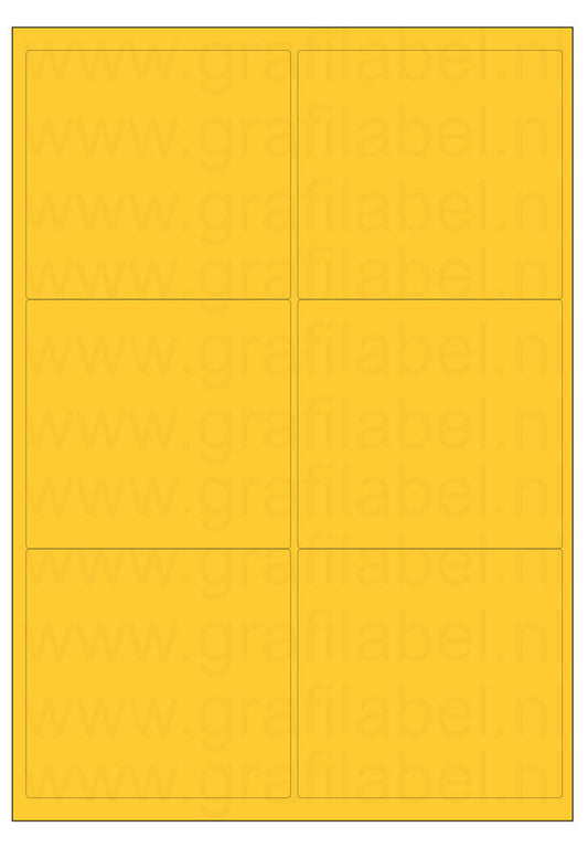 Geel A4 etiket / Laservel 99,1x93,2mm - 6 per vel permanent (doos à 200 vel)