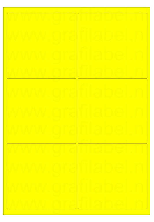 Fluor geel A4 etiket / Laservel 99,1x93,2mm - 6 per vel permanent (doos à 200 vel)
