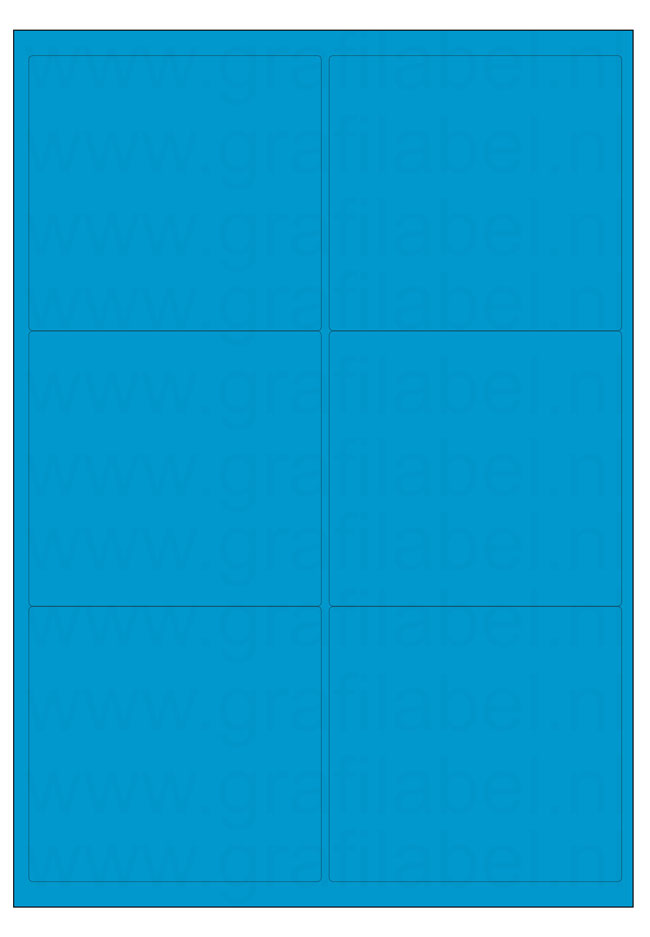 Blauw A4 etiket / Laservel 99,1x93,2mm - 6 per vel permanent (doos à 200 vel)