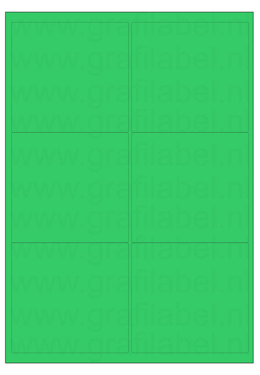 Groen A4 etiket / Laservel 99,1x93,2mm - 6 per vel permanent (doos à 200 vel)