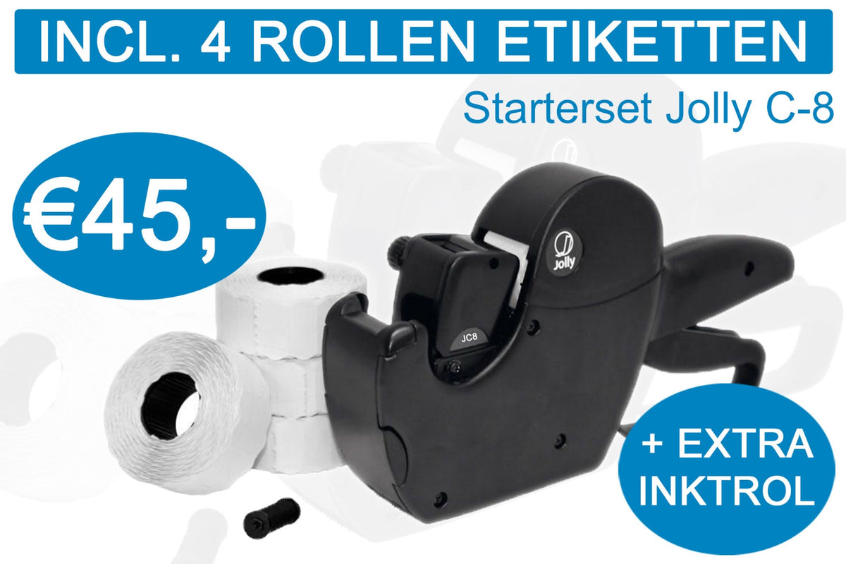 Prijstang starterset Jolly C8 incl. 4 rol etiketten + extra inktrol
