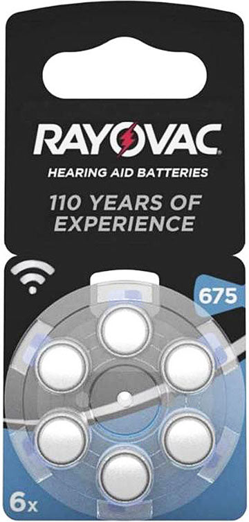 Batterij Rayovac gehoor 675A -- 6-pack