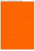 Fluor oranje A4 etiket / Laservel 105x99mm - 6 per vel permanent (doos à 200 vel)
