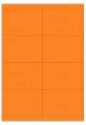 Oranje A4 etiket / Laservel 105x67,7mm - 8 per vel permanent (doos à 200 vel)