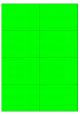 Fluor groen A4 etiket / Laservel 105x74,25mm - 8 per vel permanent (doos à 200 vel)
