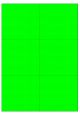 Fluor groen A4 etiket / Laservel 105x99mm - 6 per vel permanent (doos à 200 vel)