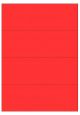 Rood A4 etiket / Laservel 210x74,25mm - 4 per vel permanent (doos à 200 vel)